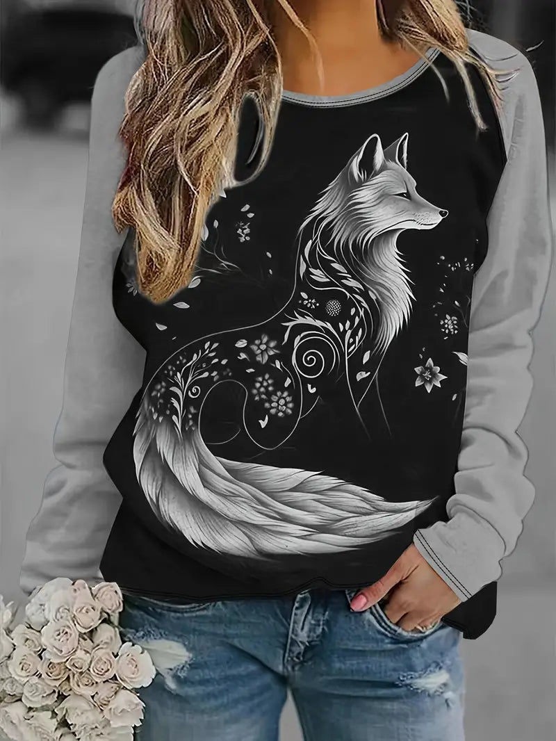 Fudus Damen Sweatshirt mit Fuchs-Grafik