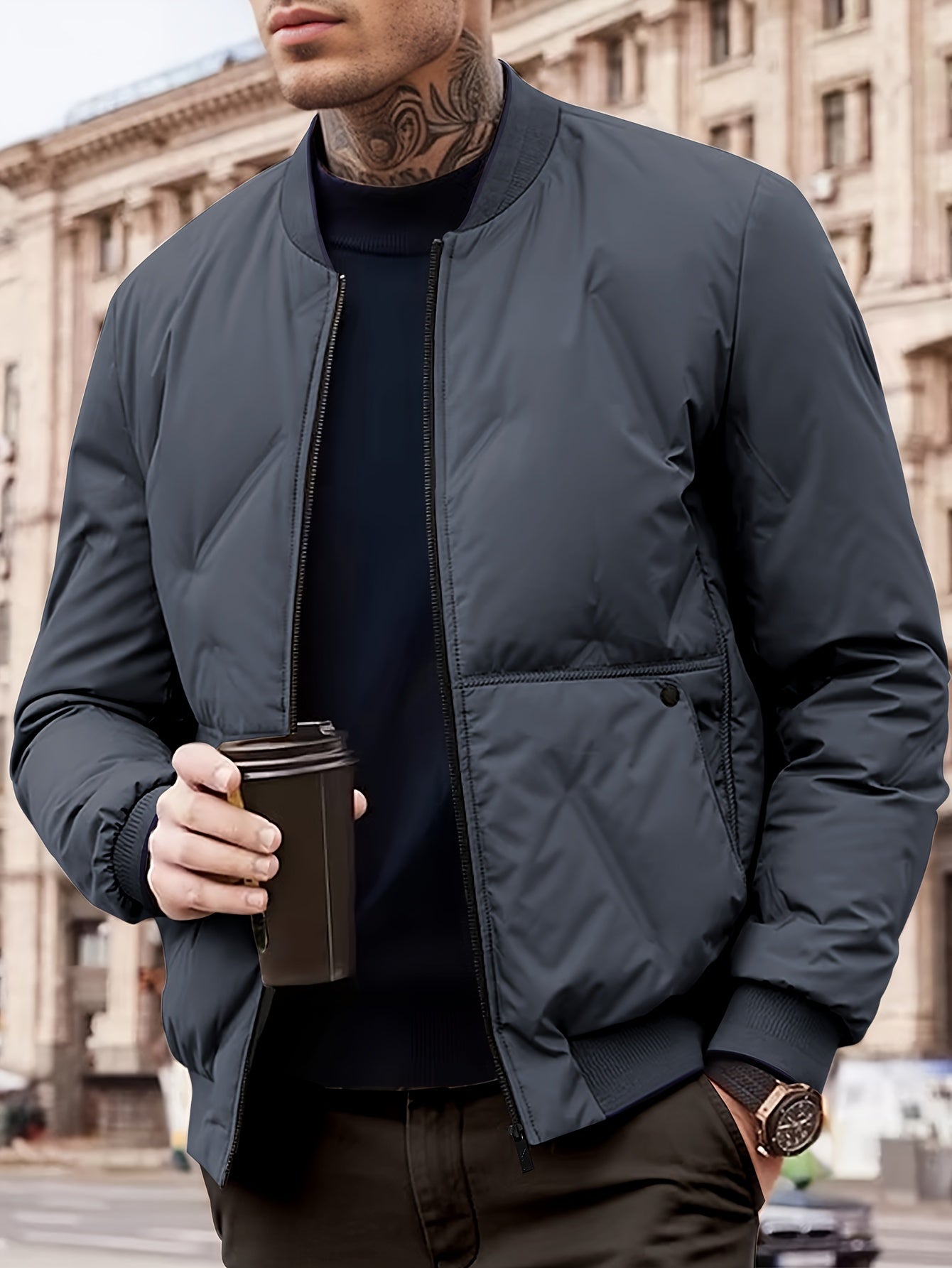 Krohn-e | Moderne Bomberjacke Polyester Stil und Komfort