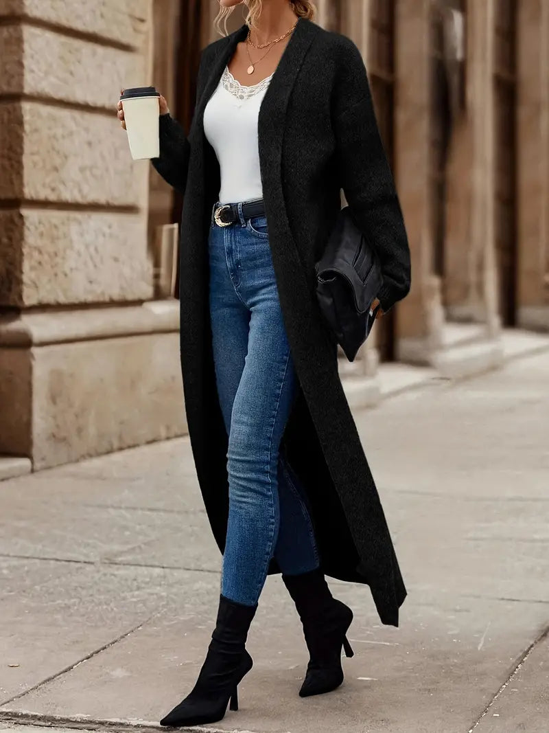 Krohn-e | Schlichte Strickjacke mit Offenem Vorderteil