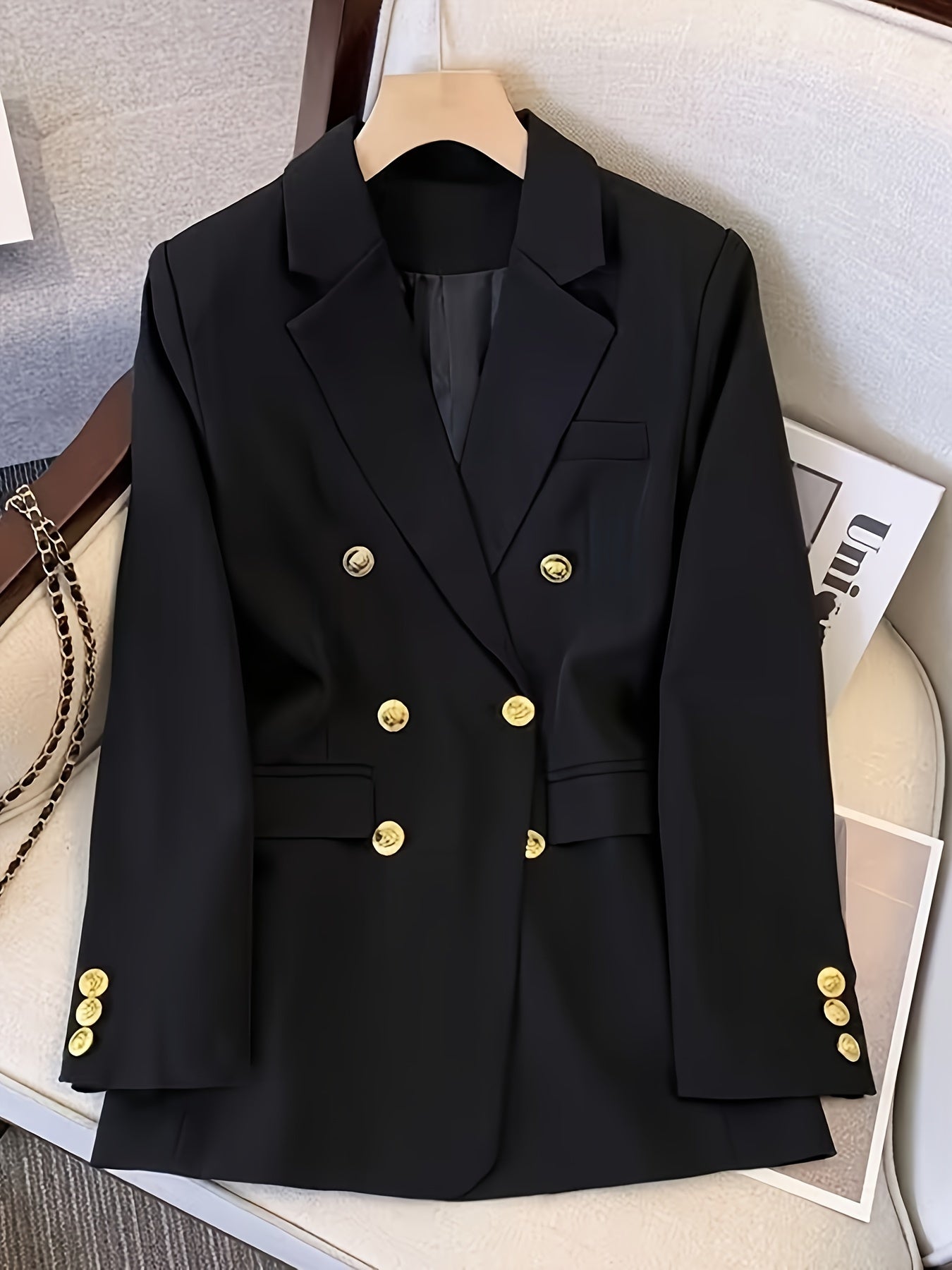Krohn-e | Eleganter Slim Fit Damen Blazer Mit Goldenen Knöpfen