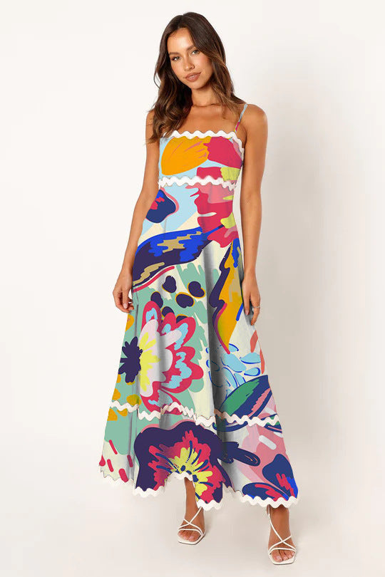 Fudus Einfarbiges Spitzen-Trägeroberteil-Kleid