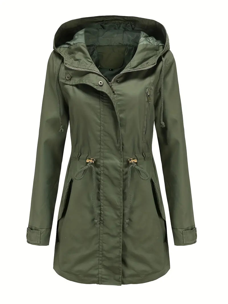 Krohn-e | Damen Langarm Wasserdichter Trenchcoat Mit Kapuze