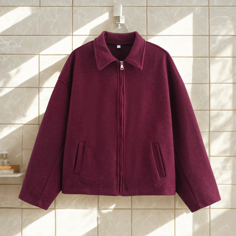 Krohn-e | Fit Damen Kurzjacke mit Spitzem Kragen und Frontreißverschluss