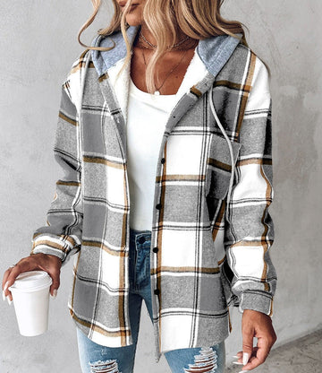 Krohn-e | Karo-Hoodie mit Kordelzug für Damen
