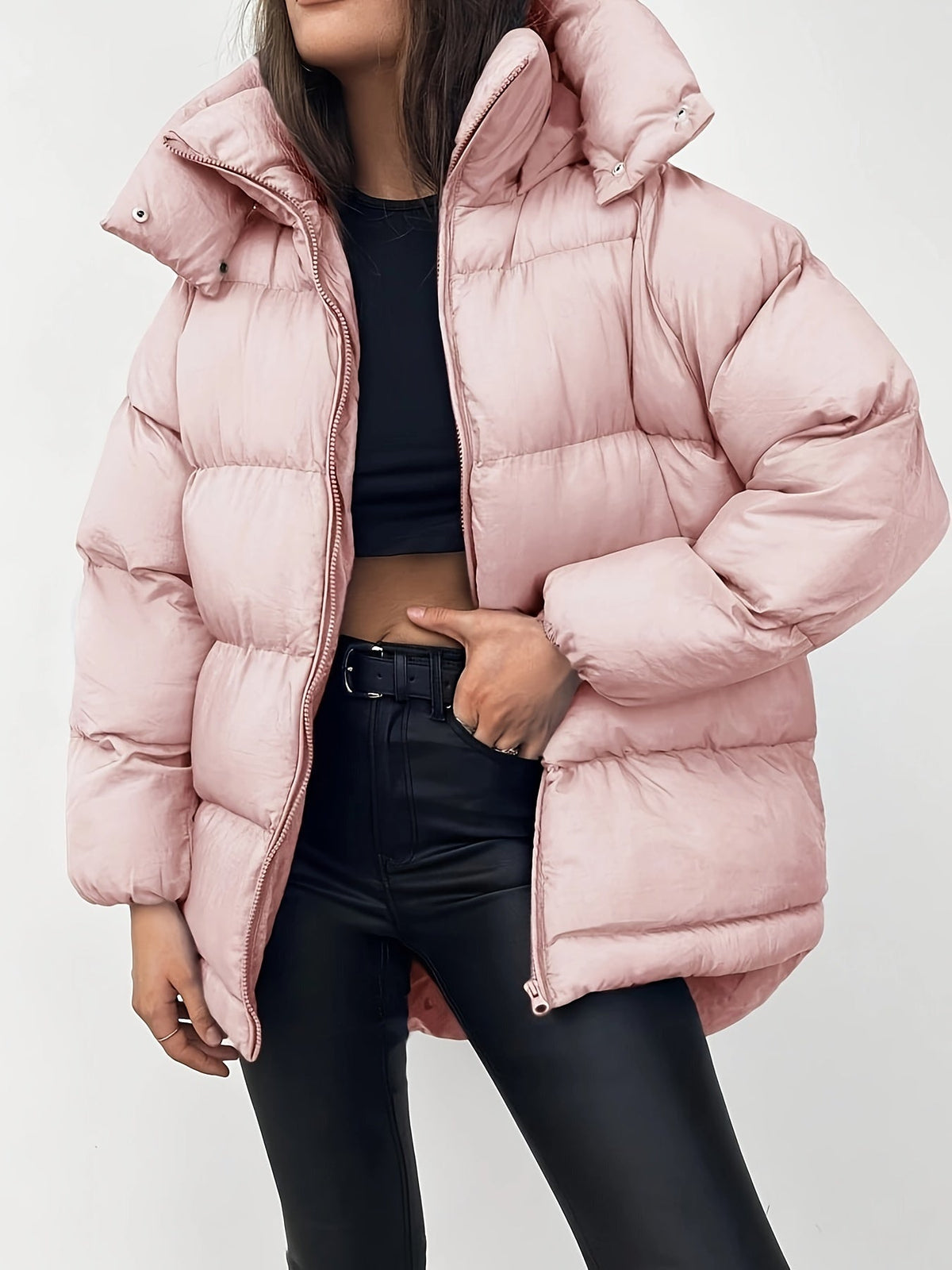 Krohn-e | Kurze Steppjacke mit Kapuze und Stehkragen für Damen Ideal Bei Kaltem Wetter