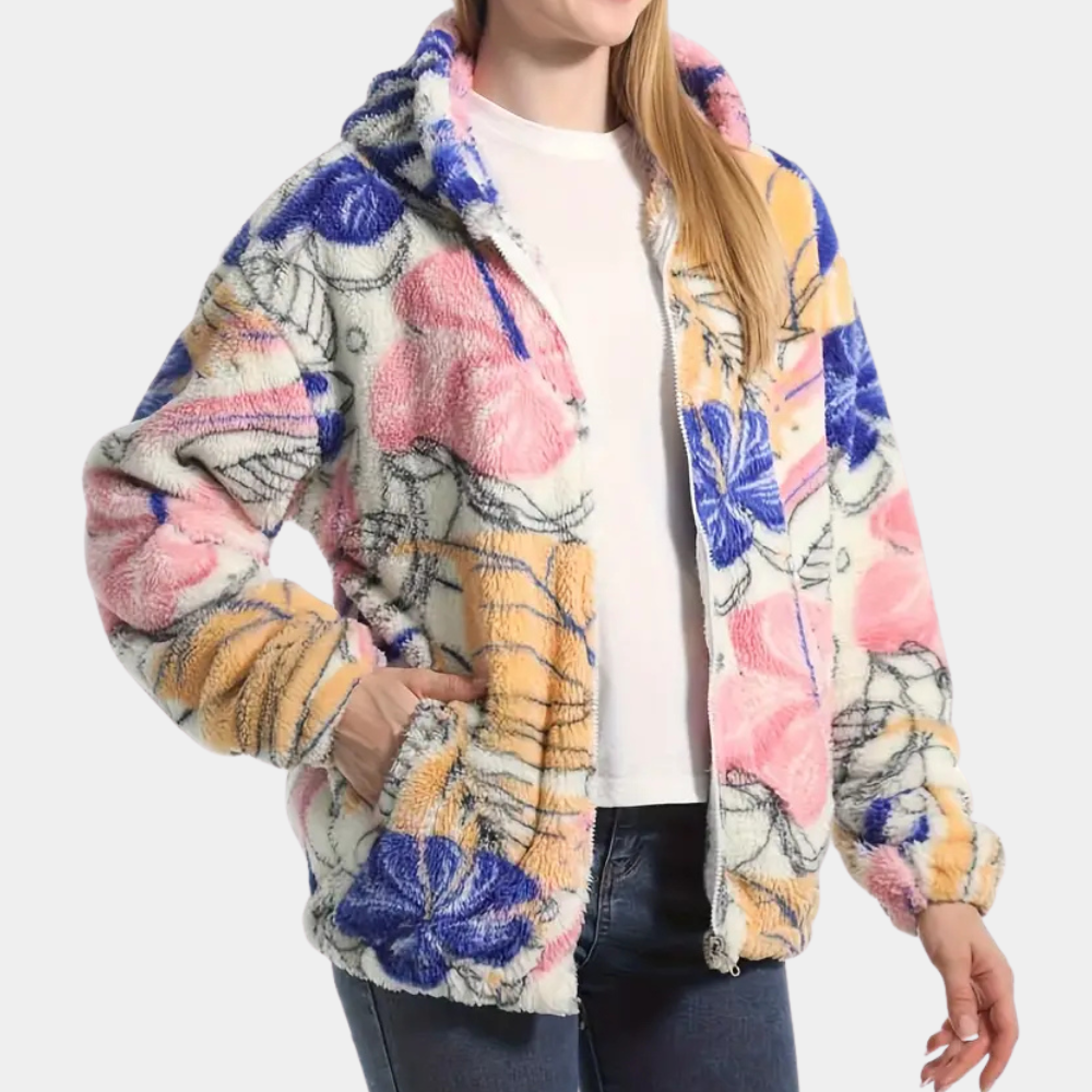 Krohn-e | Blümchen Winterjacke mit Kapuze für Damen
