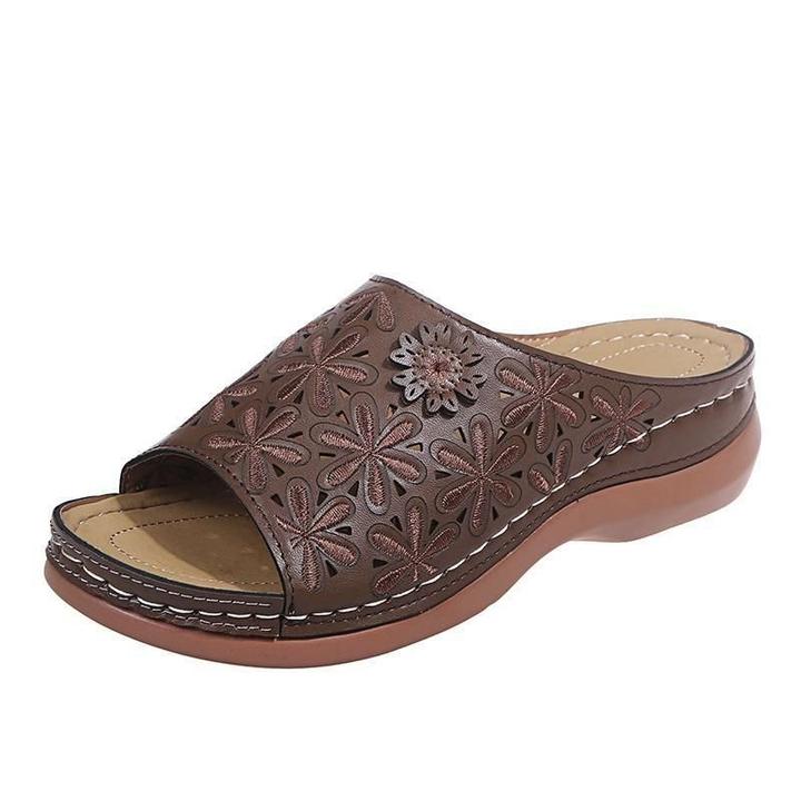 KROHN-E Damen Orthopädische Sandalen Vanille Fußbett-Unterstützung