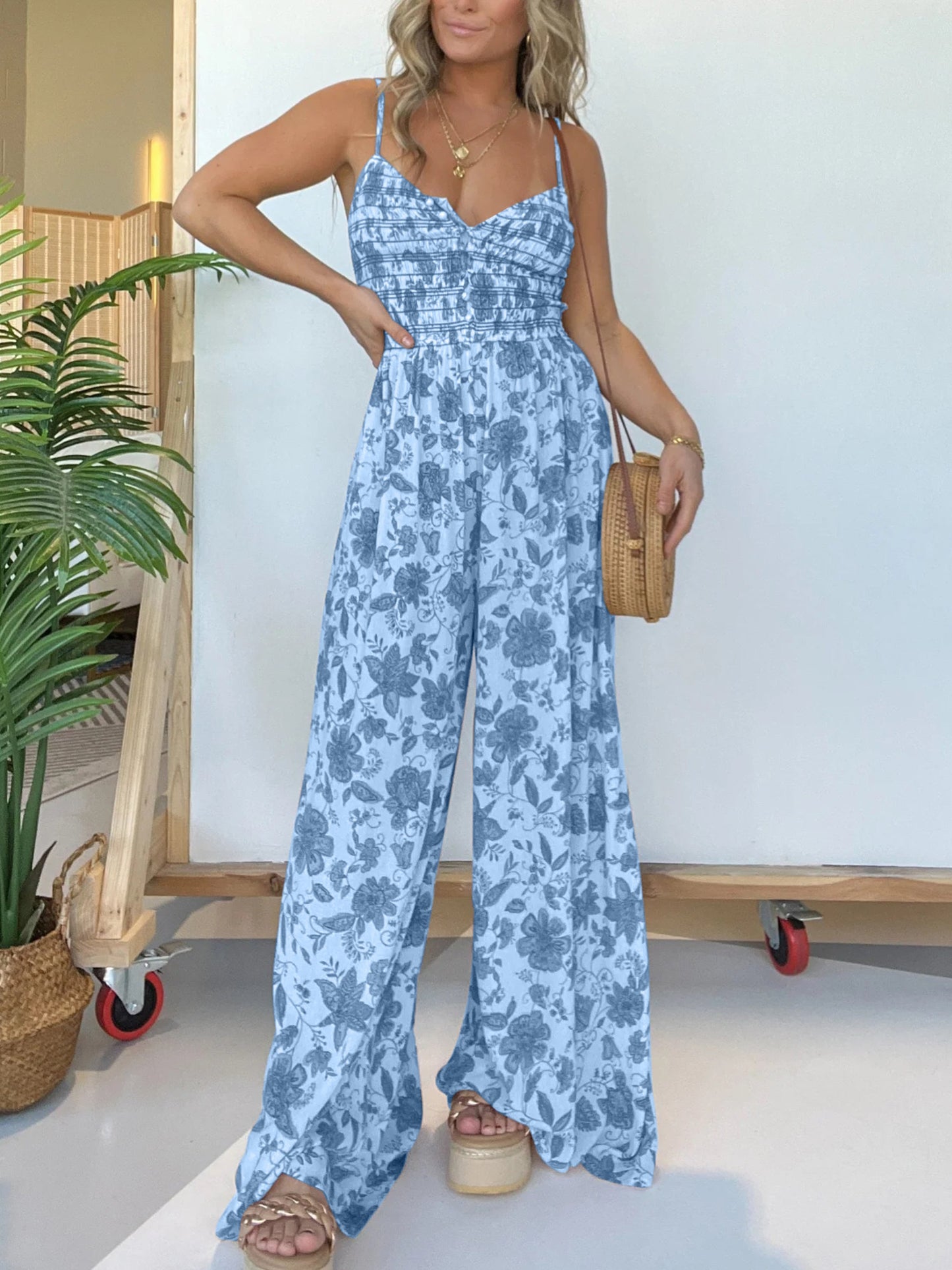 Fianley Blumenmuster-Jumpsuit mit Rüschen