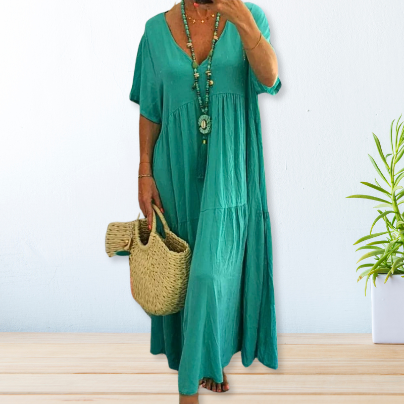 KROHN-E Damen Draped Dress Fließendes Design Vielseitig