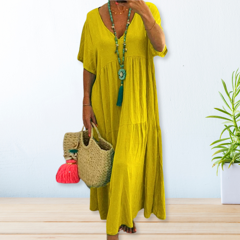 KROHN-E Damen Draped Dress Fließendes Design Vielseitig