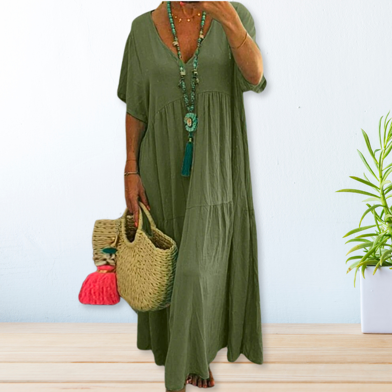 KROHN-E Damen Draped Dress Fließendes Design Vielseitig