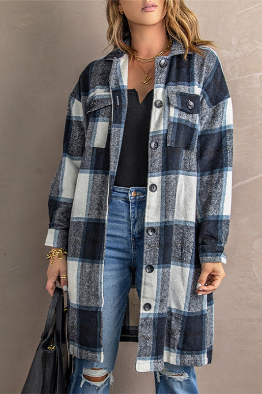 Krohn-e | Strick Lange Lässige Tweed Karo Jacke