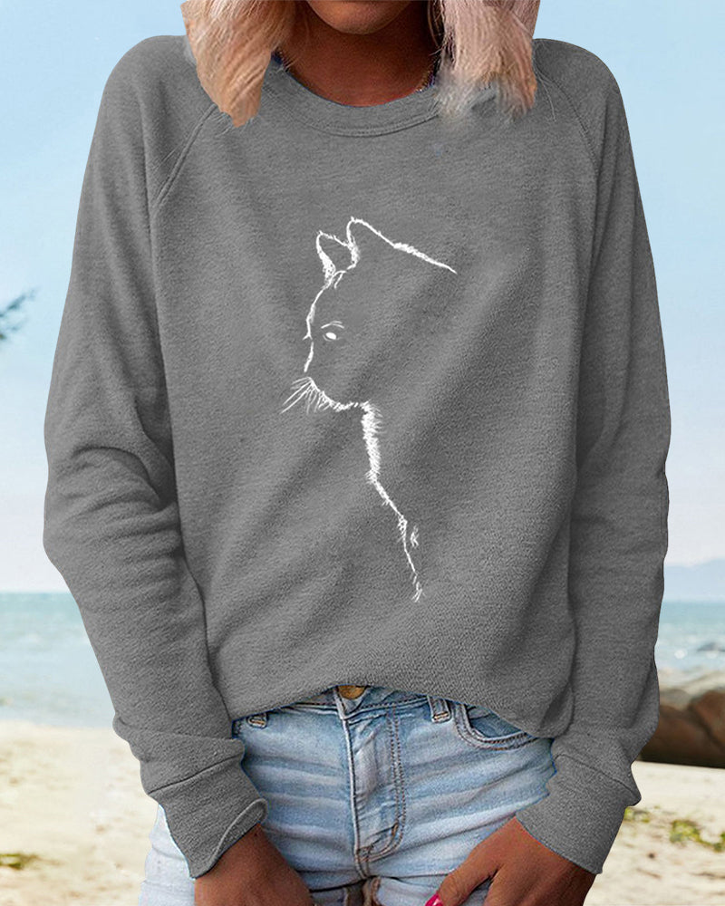 Fudus Cat Silhouette Sweatshirt