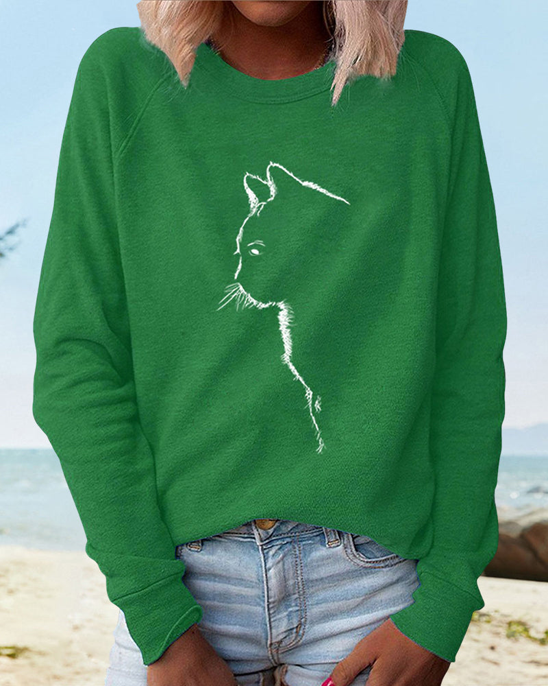 Fudus Cat Silhouette Sweatshirt