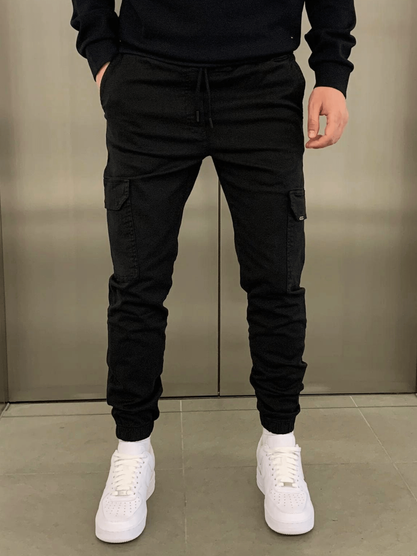 Mico | Herren Cargo Jogger Slim Fit Tunnelzug Seitentaschen