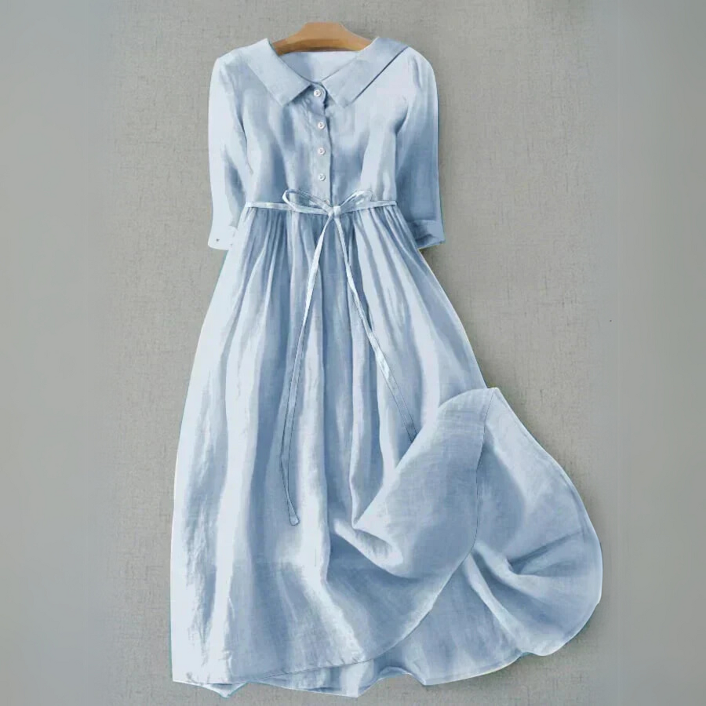 KROHN-E Damen Casual-Kleid A-Linie Kurzarm Baumwolle