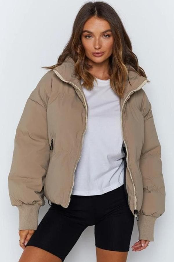 Krohn-e | Pufferjacke - Gestepptes Design - Oversized Fit - Hoher Kragen - Gepolstert und Warm