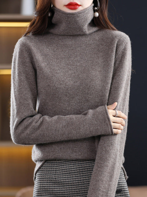 Krohn-e | Damen Freizeit Rollkragenpullover Aus Baumwolle Mit Langen Ärmeln