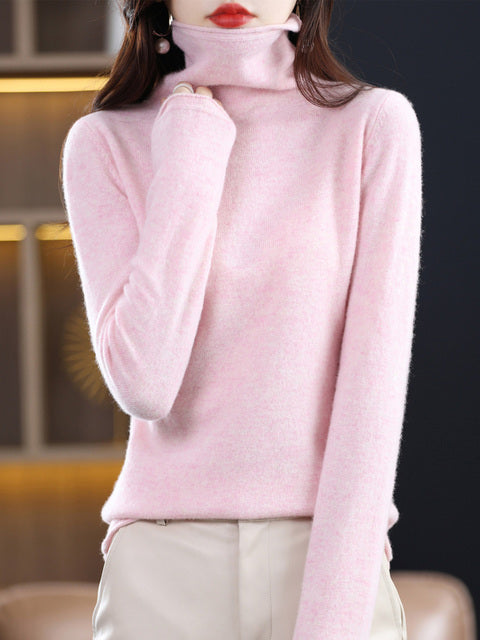 Krohn-e | Damen Freizeit Rollkragenpullover Aus Baumwolle Mit Langen Ärmeln
