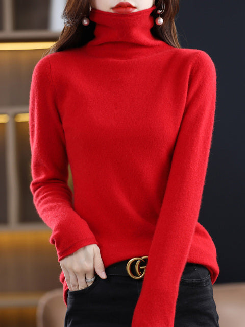Krohn-e | Damen Freizeit Rollkragenpullover Aus Baumwolle Mit Langen Ärmeln