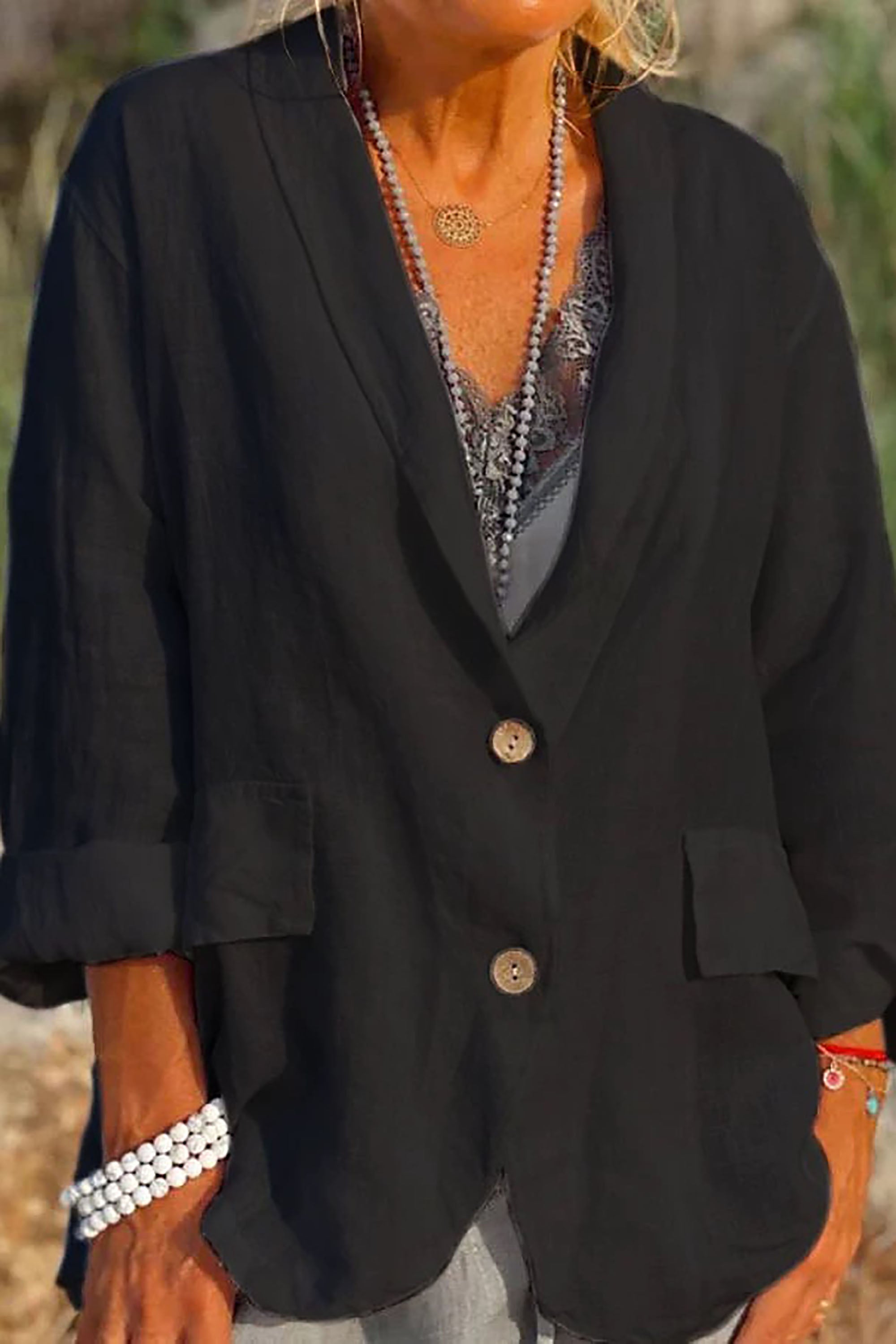 Leichte Leinenjacke von Jessica mit Knöpfen