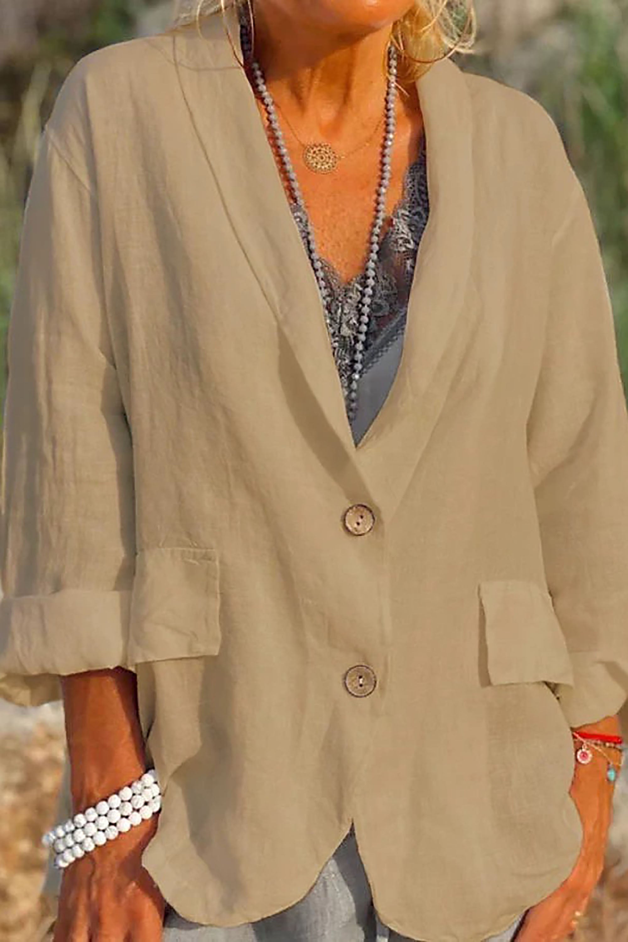 Leichte Leinenjacke von Jessica mit Knöpfen