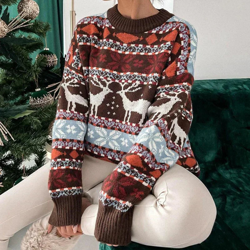 Weicher Rentier-Pullover für Damen im Winter