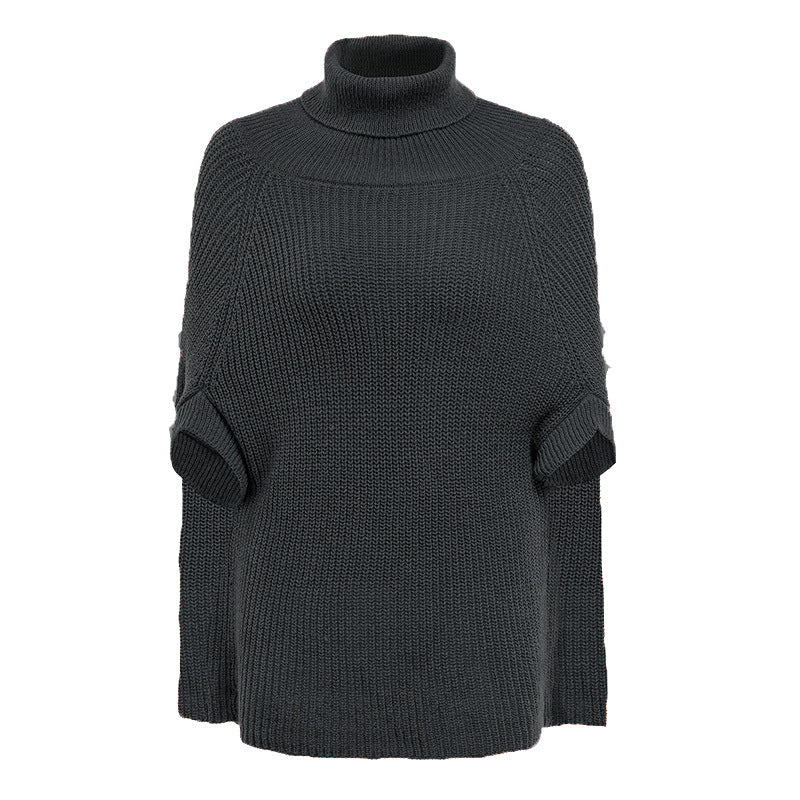 Damen modischer Strickpullover mit hochstehendem Kragen und exklusivem Häkelmuster Krohn-e