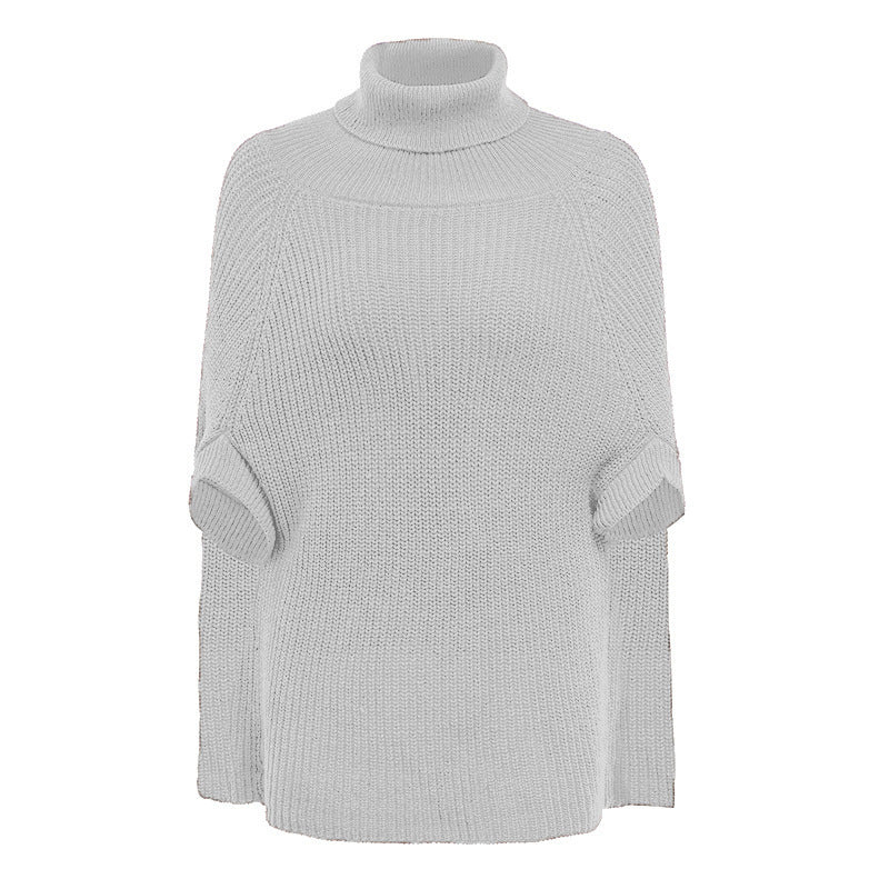 Damen modischer Strickpullover mit hochstehendem Kragen und exklusivem Häkelmuster Krohn-e