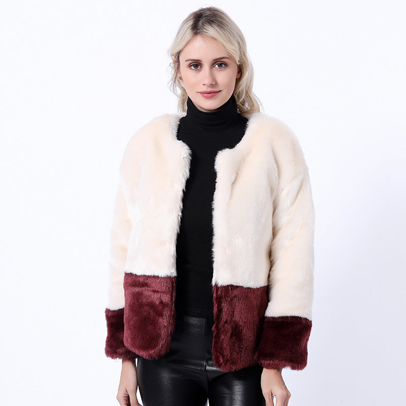 Damen Modische Kunstpelzjacke mit abstrakt geschnittenen Ärmeln und luxuriösem Innenfutter Krohn-e