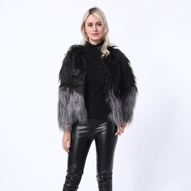 Damen Extravaganter Kunstpelzbollerjacke mit hochgeschlossenem Kragen Krohn-e