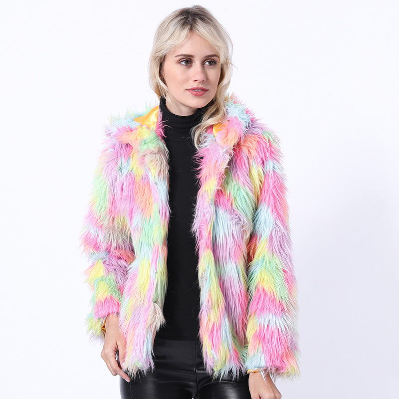 Damen Flauschige Kunstpelzjacke mit leuchtenden Farben Krohn-e