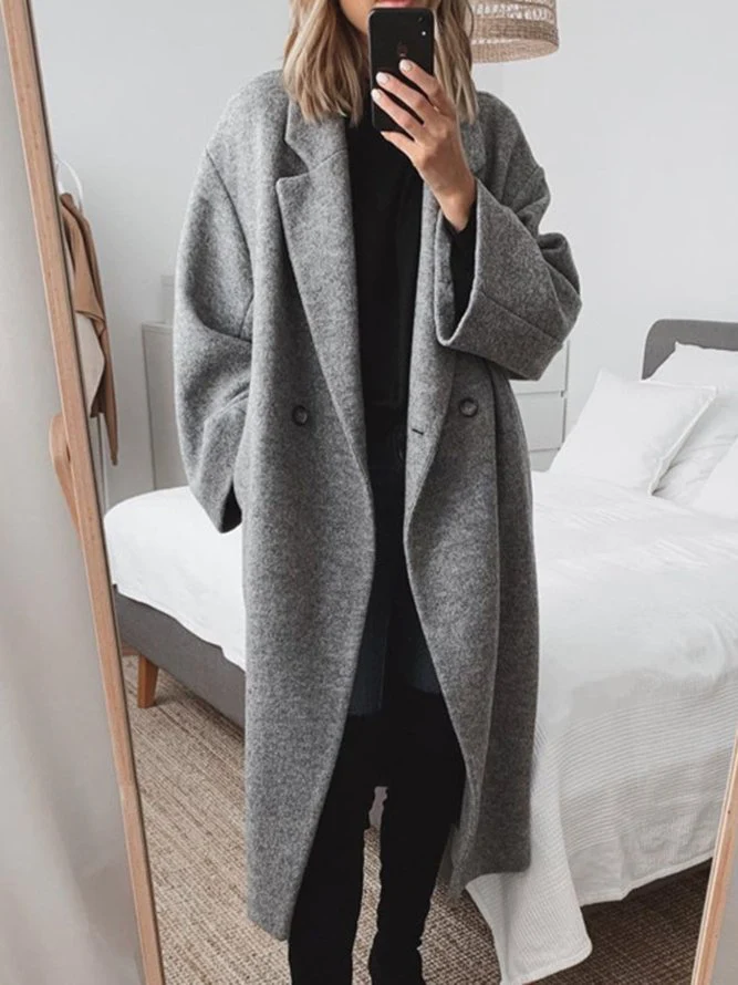 Krohn-e | für Frauen - Langer Oversized Schnitt - Doppelknopf mit Breiten Revers