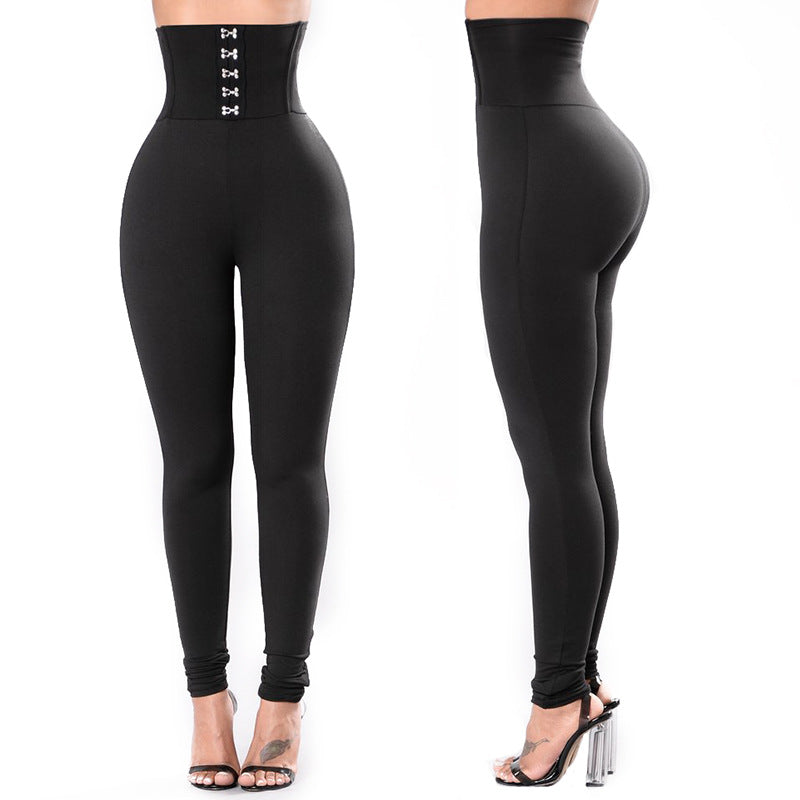 Damen Hochtaillierte Leggings mit dekorativem Knopfdesign Krohn-e