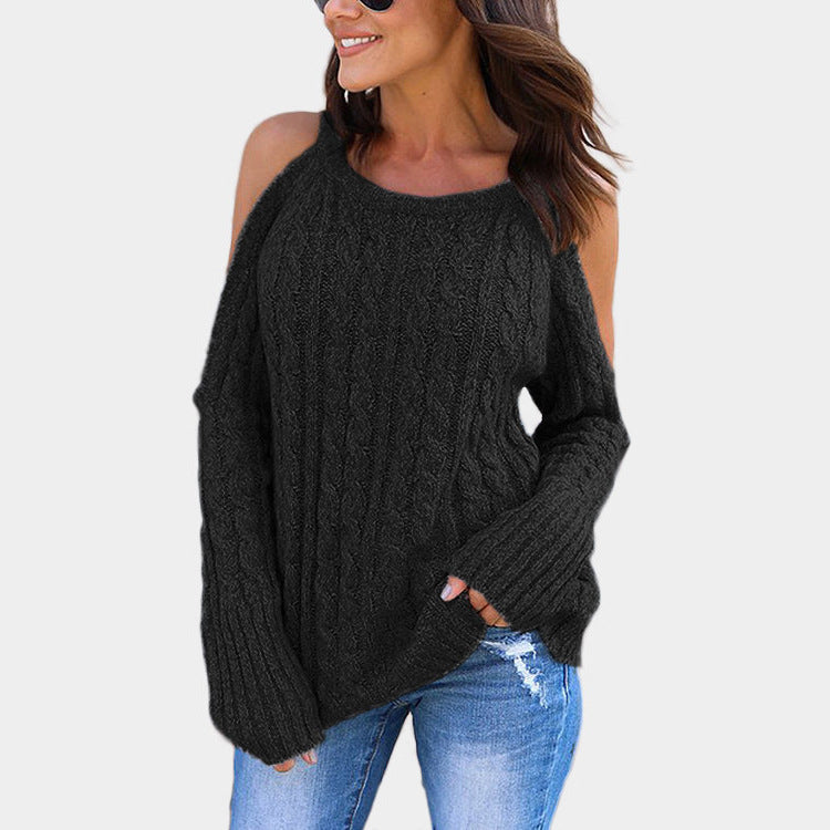 Damen Strickpullover mit Off-Shoulder Design und hohem Kragen Krohn-e