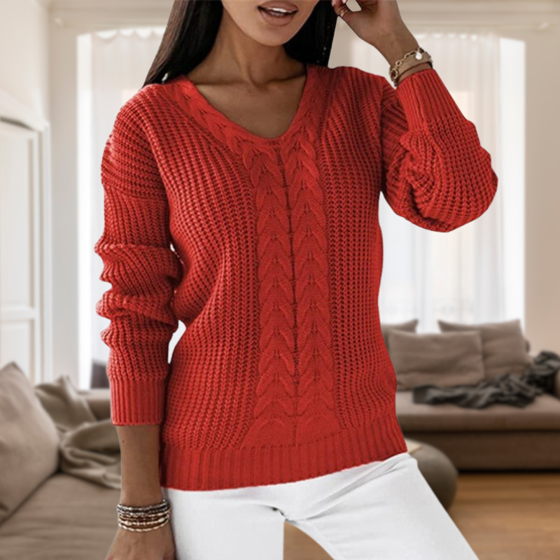 Krohn-e | Modischer Strickpullover mit V-Ausschnitt