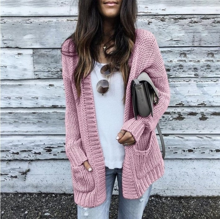 Damen Grobstrickjacke mit lässigen Taschen und offener Front Krohn-e