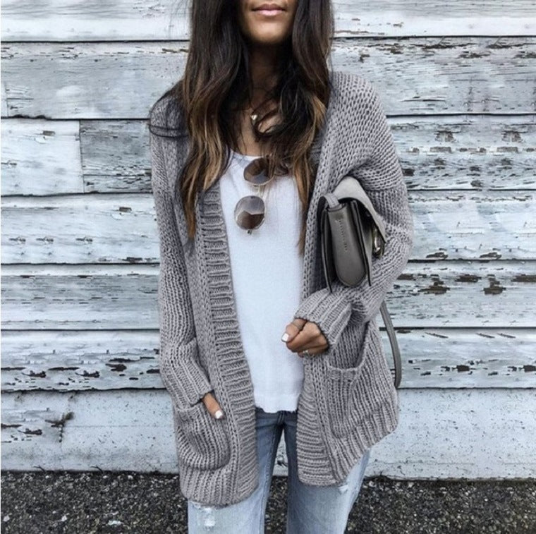 Damen Grobstrickjacke mit lässigen Taschen und offener Front Krohn-e