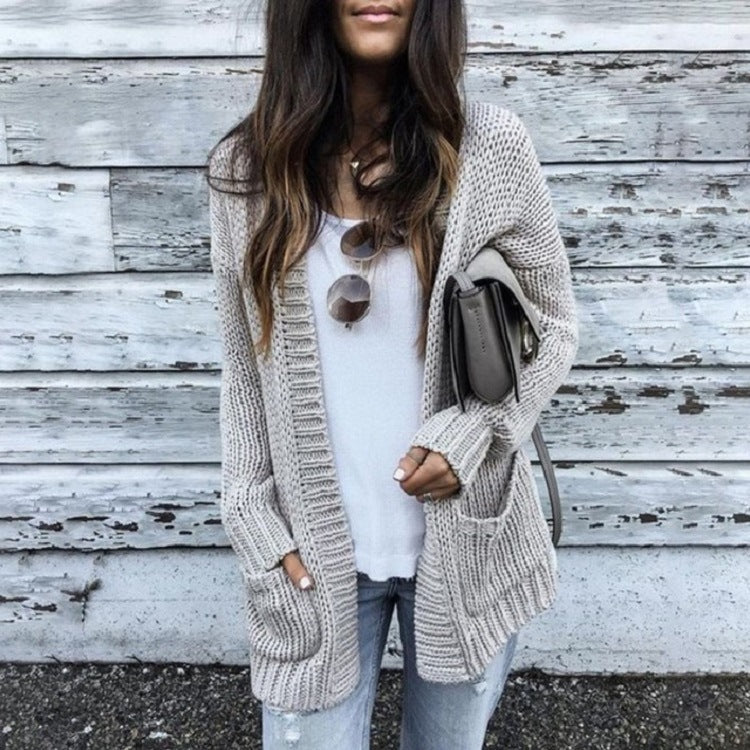 Damen Grobstrickjacke mit lässigen Taschen und offener Front Krohn-e