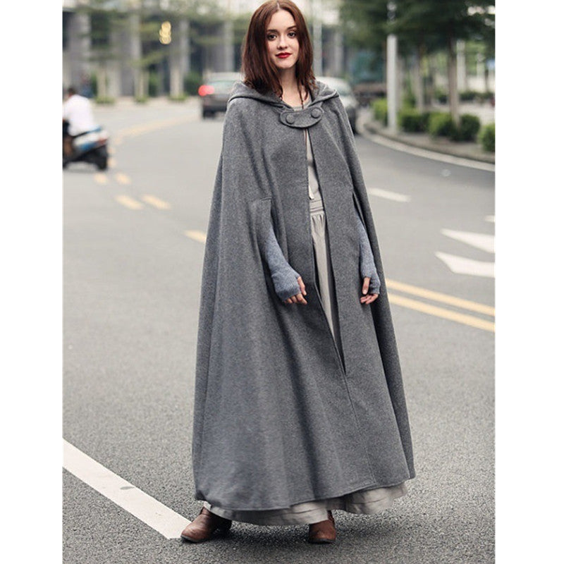 Damen eleganter Umhang mit Kapuze aus hochwertigem Stoff Krohn-e