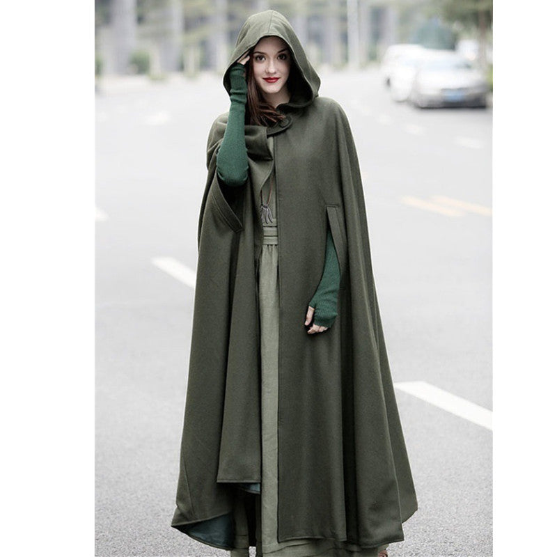 Damen eleganter Umhang mit Kapuze aus hochwertigem Stoff Krohn-e