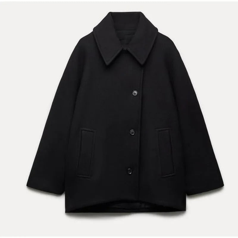 Krohn-e | Elegante Jacke in Übergröße mit Gefaltetem Kragen und Taschen für Damen