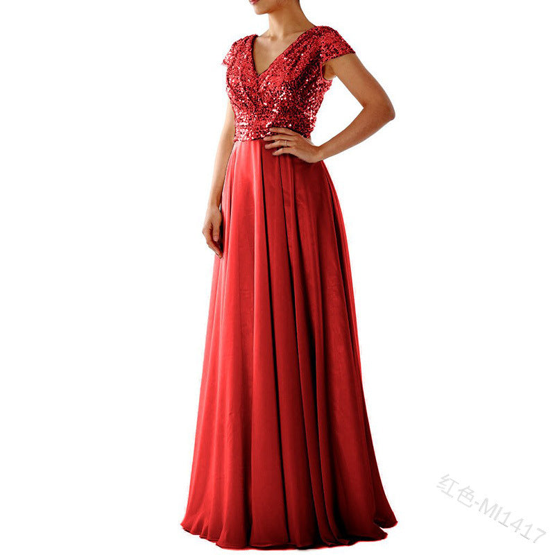 Elegantes Chiffon-Abendkleid mit glamourösen Pailletten von Krohn-e