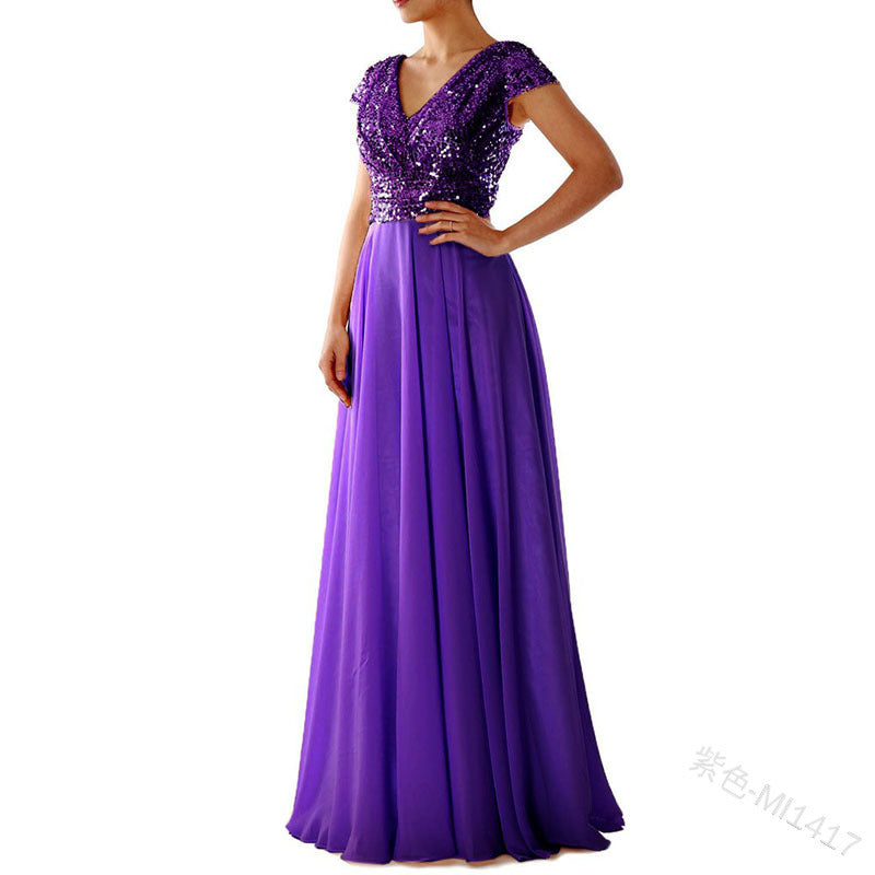 Elegantes Chiffon-Abendkleid mit glamourösen Pailletten von Krohn-e