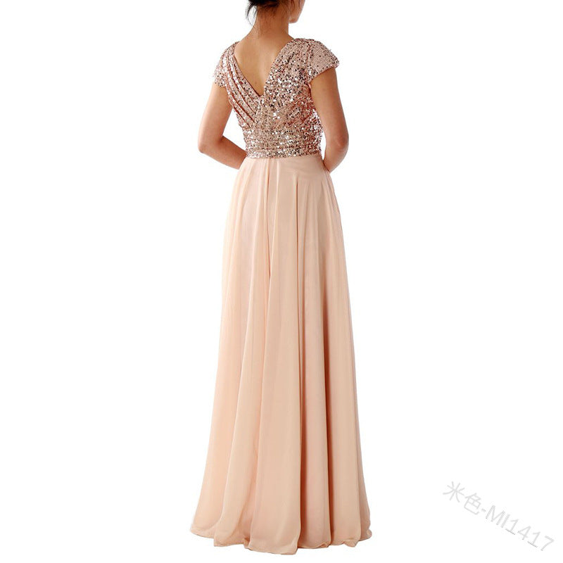 Elegantes Chiffon-Abendkleid mit glamourösen Pailletten von Krohn-e