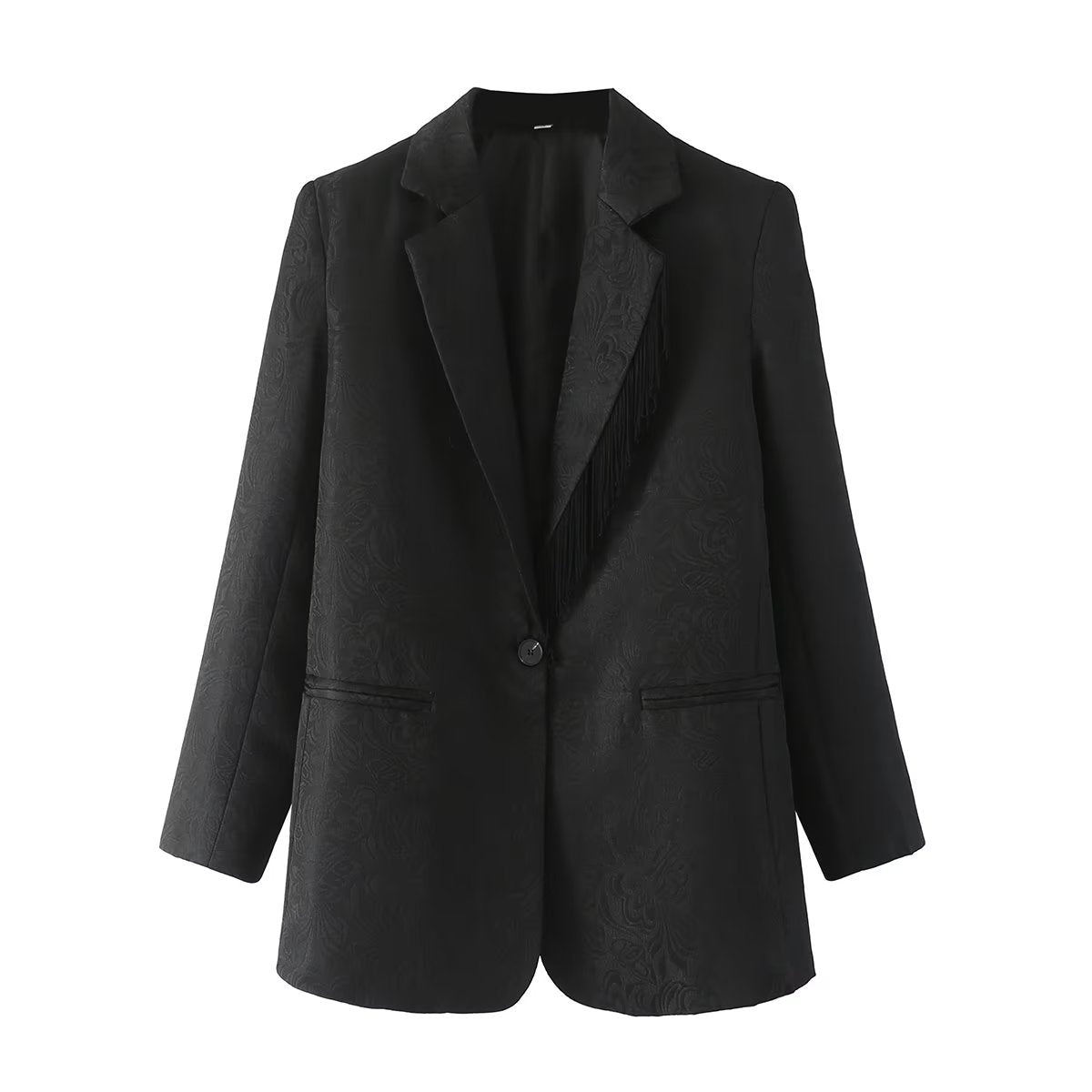 Elegant Black Jacquard Blazer Outfit