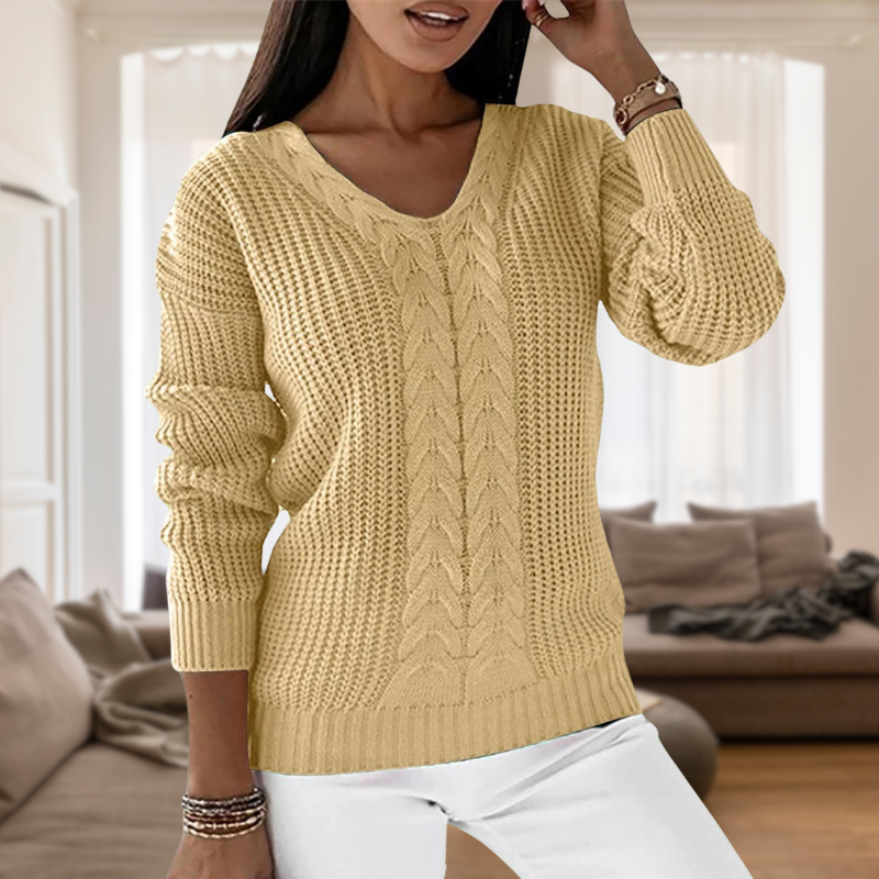 Krohn-e | Modischer Strickpullover mit V-Ausschnitt