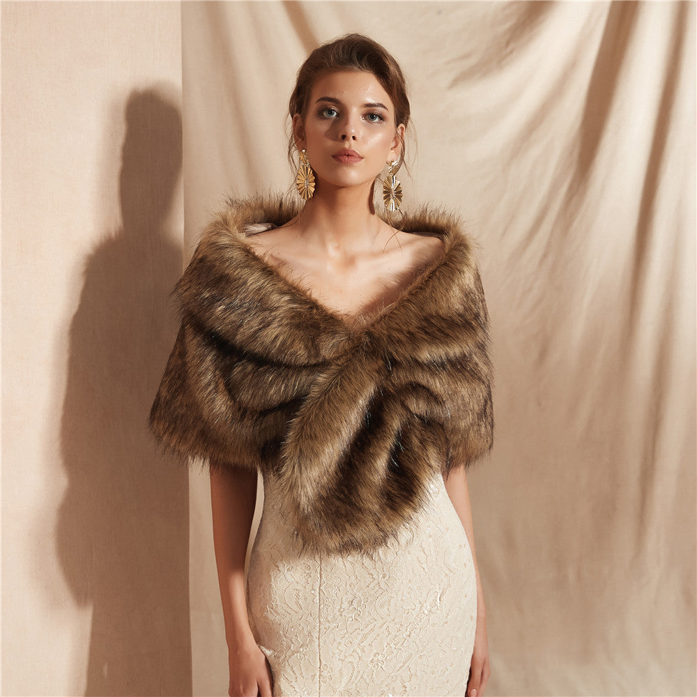 Damen Eleganter Kunstfell Schal Krohn-e
