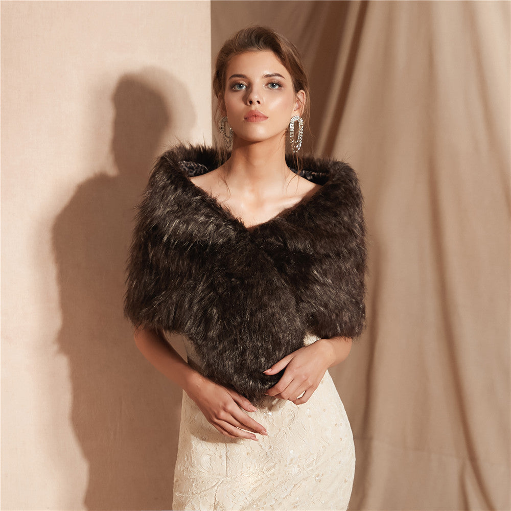 Damen Eleganter Kunstfell Schal Krohn-e