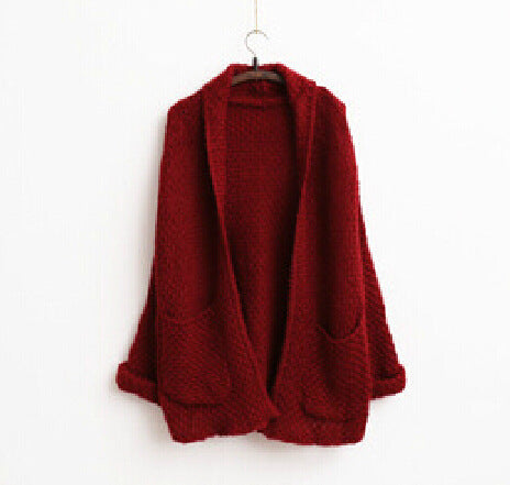 Damen grober Strick-Cardigan mit offenen Ärmeln und praktischen Taschen Krohn-e